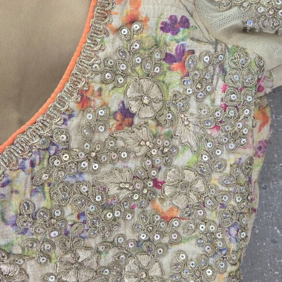 Women's Orange and Green Lengha (Small) - Picture 3 of 9